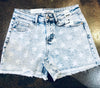 Mid-Rise Star Acid Wash Shorts-bottoms-Judy Blue-Small-Light Denim-Inspired Wings Fashion