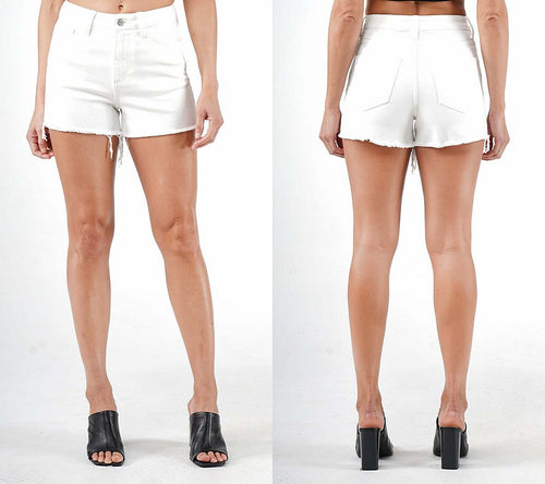 White High Rise Mom Shorts-bottoms-Ceros Jeans-25-White-Inspired Wings Fashion