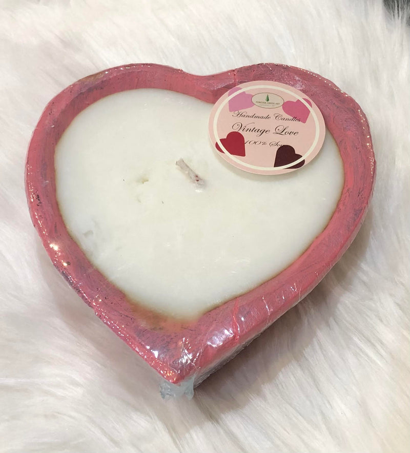 Wooden Heart Candles-Forever Green Art-Small Heart-Pink-Inspired Wings Fashion