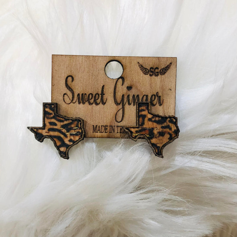Texas Earrings-Accessories-Sweet Ginger Jewelry-Leopard Stud-Inspired Wings Fashion
